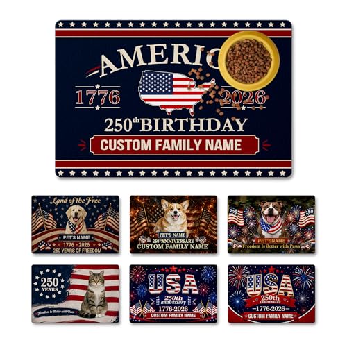 Personalized Dog Food Mat for Floor Waterproof, Custom Pet Feeding Mat with Name and Photo, Super Absorbent Dog Bowl Mat for Food and Water, Non-Slip Rubber Backing Pet Placemat for Cat Puppy - color: Color8