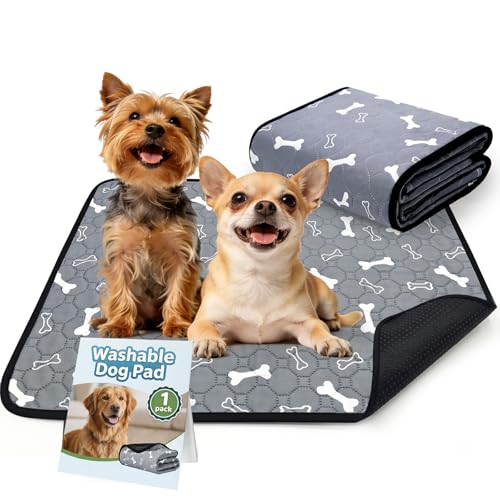 BAEJMJK Washable Dog Pee Pads, Reusable Dog Crate Mats Puppy Training Pads, 4-Layer Super Absorbent Waterproof Non-Slip Leak-Proof Ideal for Potty, Crate, Playpen & Travel(18"x24",Gray 1-Pack) - color: Gray 1-pack, size: 18"x24"