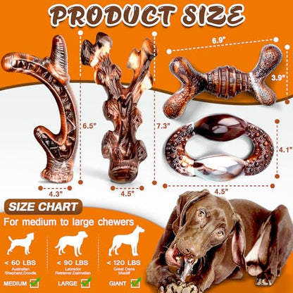 Dog Chew Toys for Aggressive Chewers 4 Pack, Indestructible Dog Toys, Bacon Flavor, Tough Nylon Bones to Keep Them Busy, Medium & Large Breed, Gifts for Dogs - size: Large