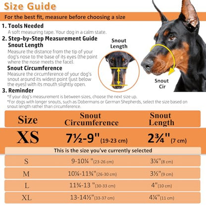 BARKLESS Dog Muzzle, Basket Muzzle for Biting, Chewing and Scavenging, Humane Cage Mouth Cover, Perfect for Grooming and Training Small Aggressive Reactive Dogs (XS, Brown) - size: Extra Small