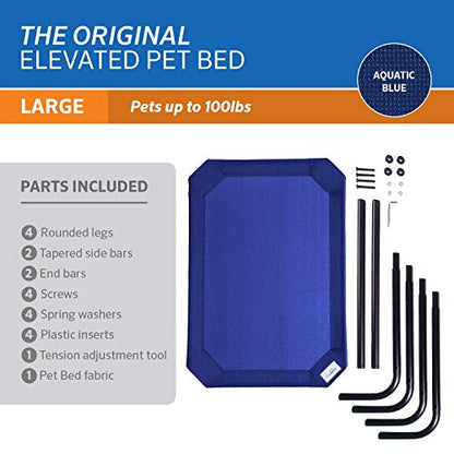 Coolaroo Original Elevated Dog Bed - Breathable Off-The-Ground Pet Bed with Cooling Fabric, Joint Relief & Moisture-Resistant Fabric, 100% Recyclable, Easy Clean, Aquatic Blue, Large - color: Aquatic Blue, style: Large Dog Bed