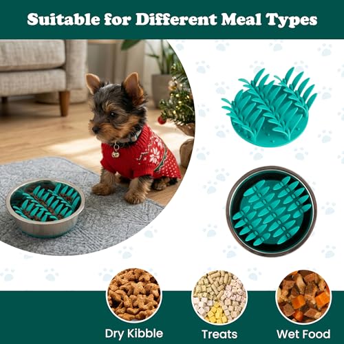 PEGGY11 Grass-Shaped Silicone Slow Feeder Insert for Dog Bowl | Upright grass-blade texture, Suction cup base, Food-grade material, Dishwasher-safe, Mealtime enrichment - size: 4.09'' x 4.09''