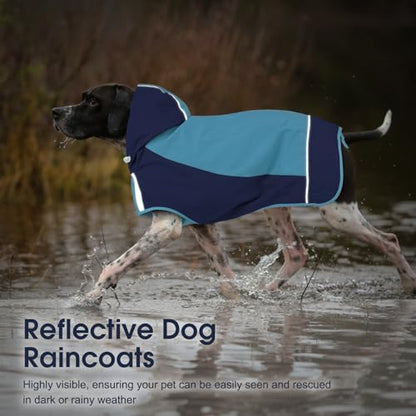 IECOii Dog Raincoat,Waterproof Rain Coat for Small Dogs,Adjustable Pet Rain Jacket with Hood,Lightweight Doggy Raincoats with Reflective Stripes,Blue,Small - color: Blue, size: Small