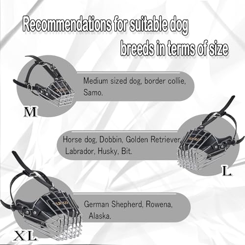 Dog Muzzle- Adjustable Durable Metal Basket,Leather Muzzle,Dog Muzzle for Large Dogs,Basket Allows Panting and Drinking-Comfortable,Lightweight,Muzzle for Large Sized Dog (XL)