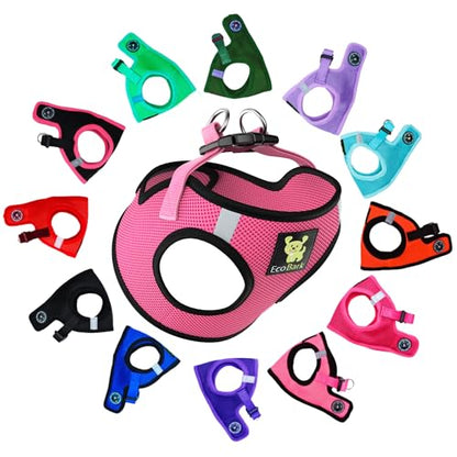 EcoBark Premium Teacup Dog Harness - Luxury Soft Tiny and Toy Breed Harness for Puppy - Mini Step in Vest Body Halter Under 5 lbs (Bubblegum Pink, XXXS) - color: Bubblegum Pink, size: XXXS- 2 to 3 lbs- Chest up to 10 in (Pack of 1)