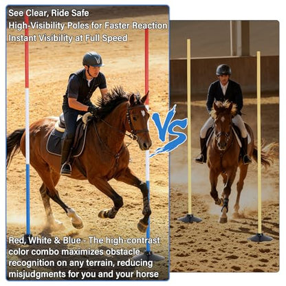 Neoaider 6 FT Pole Bending Poles for Horses, 10 Pack Agility Poles | 3-Color High Visibility, Heavy-duty Rubber Bases, Waterproof Carry Bag, Ideal for Equestrian, Soccer, Football, Pet Training