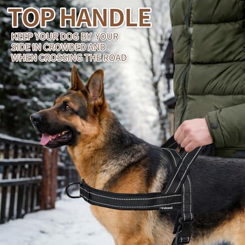 No Pull Dog Harness and Leash Set-Reflective Vest with Handle&5FT Dog Leash with Car Seatbelt Clip,Breathable Mesh&Quick Fit Dog Harness Easy for Medium Large Dogs Training Walking (Black,S) - color: Reflective-Black, size: S:Belly Chest-19.2''-23.4''