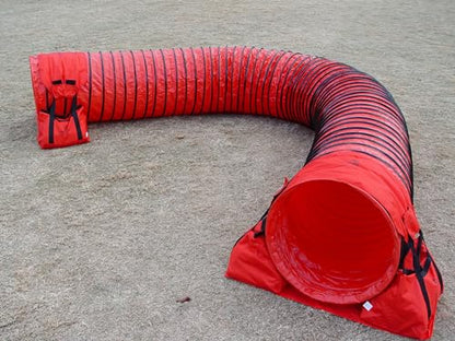 20' Heavy Duty Dog Agility Tunnel with 2 Sets of Tiedown System, Competition & Training, Multiple Colors, 2 Lengths (Red) - color: Red