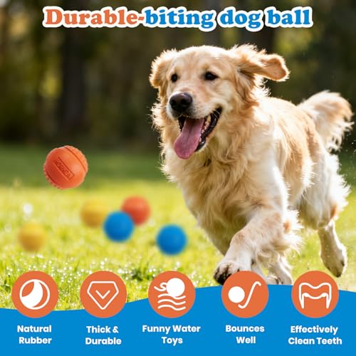 10 Pack Dog Balls, Size Medium for Dogs 20-60 lbs, Bite Resistant Elastic Balls for Dogs with Mesh Bag, Durable Rubber, Floating Dog Balls, 2.5-inch Diameter - size: 10 PCS