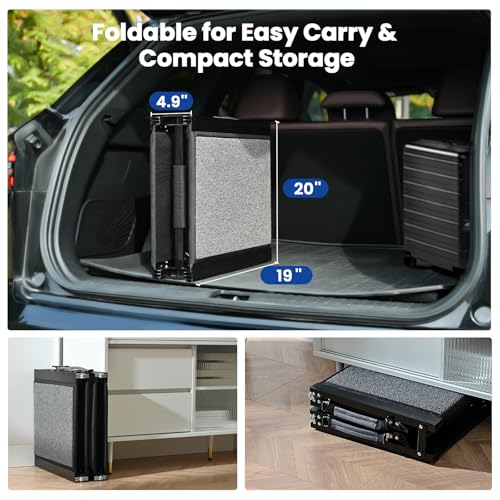 Dog Ramp for Car, Pawlify 71" x 20" Dog Ramps for Large Dogs with Anti-Pinch Handle and Anti-Slip Rug Surface, Folding Dog Ramp Up to 250LBS, Portable Dogs Car Ramp for SUV, Trucks - size: 71"L x 20"W