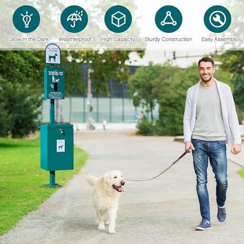 100 L Outdoor Pet Waste Bin,for Backyard Commercial Park Trail Yard,Floor-Standing Standard Dog Waste Station,Removable Inner Barrel