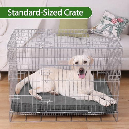 Vonabem Outdoor Waterproof Dog Bed Washable, Jumbo Large Crate Pad 54 inch, XXXL Wipeable Leather Pet Beds with Removable Cover Reversible, Foam Anti-Slip Kennel Pads 53"x36" Grey - color: Grey, size: XXXL(53x36x4)