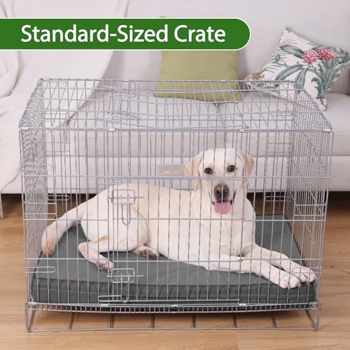 Vonabem Outdoor Waterproof Dog Bed Washable, XXL Crate Pad 48 Inch, Wipeable Leather Extra Large Pet Bed with Removable Cover Reversible, Foam Anti-Slip Kennel Pads 47"x29" Grey - color: Grey, size: XXL(47x29x4)