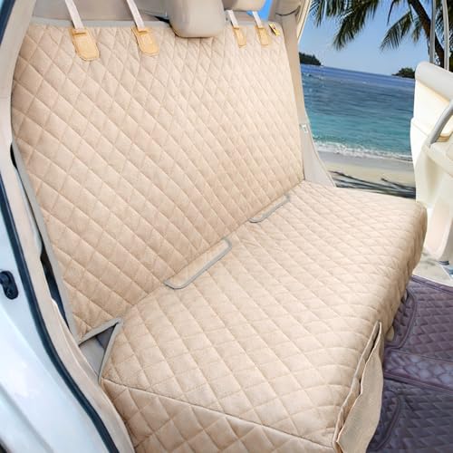 Bark Lover Dog Car Seat Cover for Back Seat Waterproof Backseat Protector, Nonslip Rear Seat Cover for Kids,Universal Size Fits Cars Trucks SUVs (Beige) - color: Beige