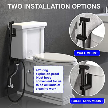 SHAMANDA Handheld Bidet Sprayer for Toilet, Stainless Steel Baby Cloth Diaper Sprayer Kit, Bathroom Toilet Bidet Attachment Set for Bathing Pets Feminine Hygiene, Matte Black BDS01-7 - color: Matte Black, style: Cold Water Mode Only