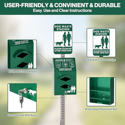 POCHAR Aluminum Outdoor Dog Bag Dispenser with Pick Up Sign for Pet Waste | Rust-Proof Wall-Mounted Poop Bag Dispenser for Dog Waste, Includes Lock & Mounting Hardware - style: ‎Dispenser with Sign