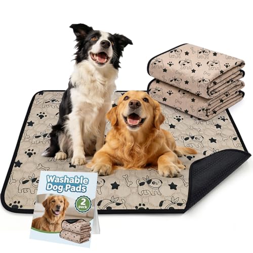 BAEJMJK Washable Reusable Dog Pee Pads, 4-Layer Super Absorbent Dog Crate Mats Waterproof Non-Slip Leak-Proof for Daily Indoor Use, Playpen, Puppy Potty & Travel(28"x40",Coffee 2-Pack) - color: Coffee 2-pack, size: 28"x40"