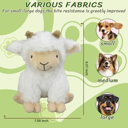 Squeaky Stuffed Dog Toys，Plush Sheep Shape Dog Toy， Indoor&Outdoor Playing Dog Toys to Keep Them Busy, Chew Toys for Large Medium Small Puppies - color: White