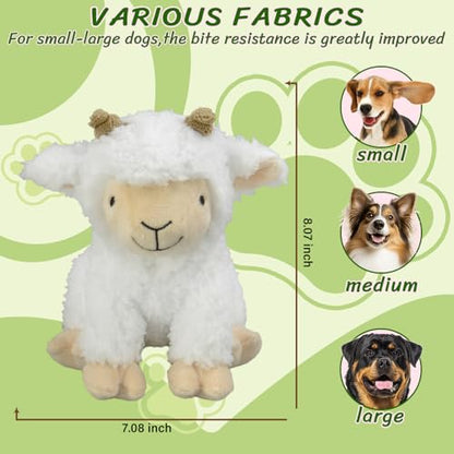 Squeaky Stuffed Dog Toys，Plush Sheep Shape Dog Toy， Indoor&Outdoor Playing Dog Toys to Keep Them Busy, Chew Toys for Large Medium Small Puppies - color: White