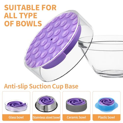 Slow Feeder Dog Bowls Insert, Bestalk Soft Silicone Slow Eating Feeder Insert with Suction Cups for Small, Medium and Large Dogs, Fit into Basic and Elevated Bowls - color: Purple, size: M