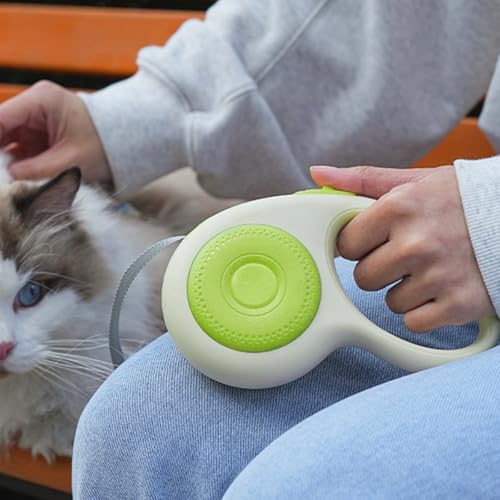 12 Feet Retractable Dog Leash, Nylon Tape Lead for Small Dogs up to 26 lbs, One-Handed Brake and Pause Function(Hamburger Green) - color: Green