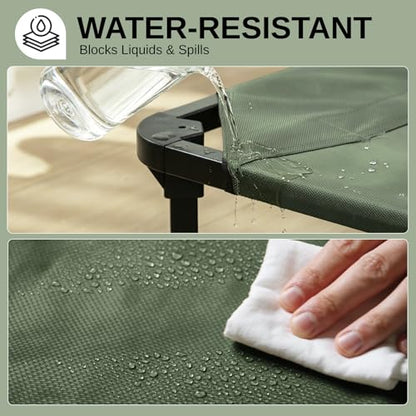 Elevated Dog Bed for Large Dogs, Cooling Mesh Raised Pet Cot with Waterproof 1680D Oxford Cover, Anti-Static Easy Clean Washable Cover, Heavy Duty Steel Frame, Non-Slip (Green, 46"L x 29"W x 7.5"Th) - color: Green