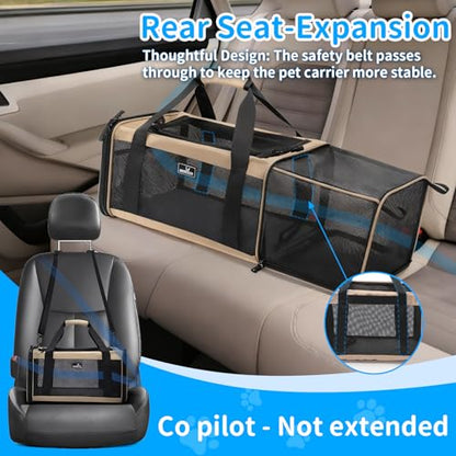 Wakytu Airline Approved Expandable Pet Carrier for Small Cats, Collapsible Travel Bag with 600D Oxford, Safety Lock Zipper,S - size: Small