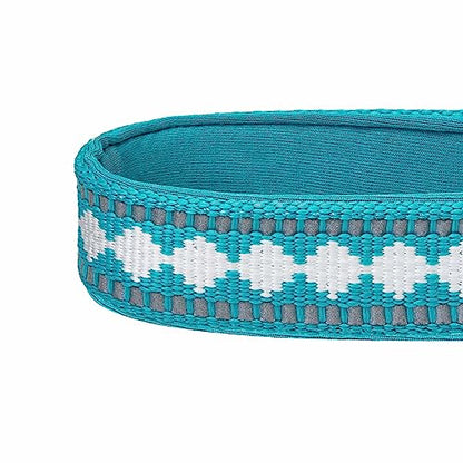 Blueberry Pet 3 Colors 3M Reflective Jacquard Neoprene Padded Adjustable Dog Collar, Peacock - color: Polyester Buckle- Peacock, size: Small