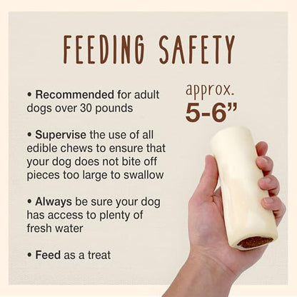 Cadet Stuffed Shin Bone, Long Lasting Dog Bones for Aggressive Chewers, High Protein Filled Dental Chew, Bully Stick Peanut Butter Filling, 5-6" for Large Dogs - size: 1 Count (Pack of 1)