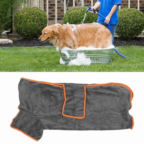 Dry Microfiber Dog Drying Coat with Adjustable Collar and Waist, Soft Full Wrap Pet Towel Robe for After Bath, Swimming, Rainy Walks and Home Use(L) - size: L