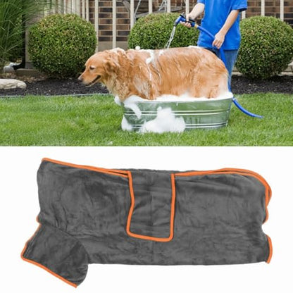 Dry Microfiber Dog Drying Coat with Adjustable Collar and Waist, Soft Full Wrap Pet Towel Robe for After Bath, Swimming, Rainy Walks and Home Use(M) - size: M