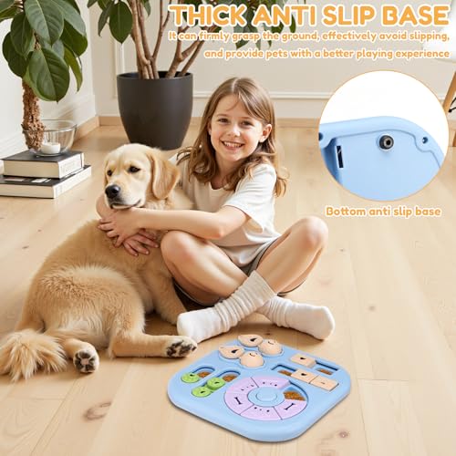 Interactive Dog Puzzle Toys Treat Dispensing Slow Feeder for Training and Mental Stimulating Dog Enrichment Toys for Puppy Cats Pet(Blue) - color: blue