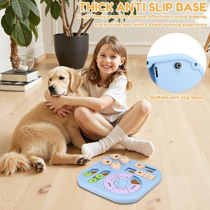 Interactive Dog Puzzle Toys Treat Dispensing Slow Feeder for Training and Mental Stimulating Dog Enrichment Toys for Puppy Cats Pet(Blue) - color: blue