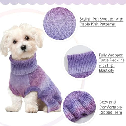 QBLEEV Small Dog Sweaters for Girls - Warm Winter & Fall Dog Sweaters with Soft Material, Turtleneck & Vest Options, Female XS - color: Gradient Purple, size: X-Small