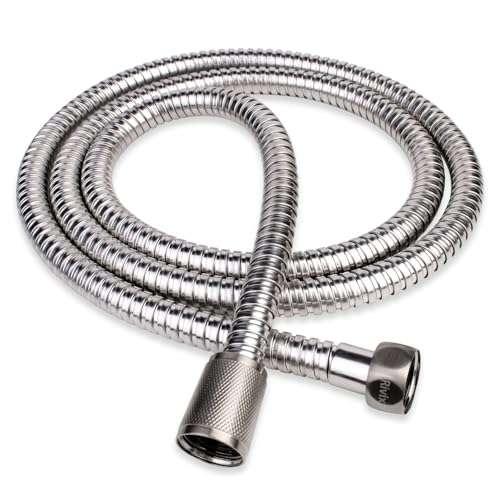 59" Brushed Nickel Shower Hose Replacement Handheld Kink Free Stainless Steel Shower Head Wand Hose Extension Extra Long with Brass Insert and Nut, Durable & Flexible for Pet Bathing Cleaning - color: Brushed Nickel, size: 59 Inches