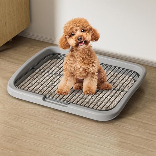 Flat Bottom Dog Toilet, Puppy Potty Tray with Mesh, Puppy Pad Holder Tray, Indoor Pet Training Toilet, Detachable and Washable, Suit for Small and Medium Sized Dogs, Gift for Pet Lover