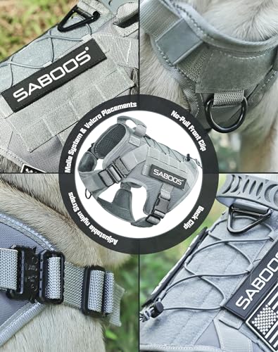 Tactical Dog Harness for Large Dogs Heavy Duty with Handle No-Pull Service Vest Breed Adjustable Military Walking Training Hunting Grey L - color: Grey, size: L