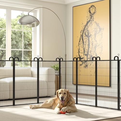 Dog Playpen Outdoor 32 Piece Panels Heavy Duty Dog Fence 47" Height Anti-Rust with Doors Portable for RV Camping Yard, Total 71FT, 406 Sq.ft, Snowy Black - style: 27"W x 47"H