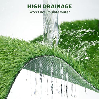 LOOBANI Synthetic Artificial Turf Roll, Artificial Grass for Dog Potty with Drainage Holes, Fake Grass Rug for Garden Landscape Balcony Patio Backyard Decoration, 4 Feet x 6 Feet - size: 4 Feet x 6 Feet