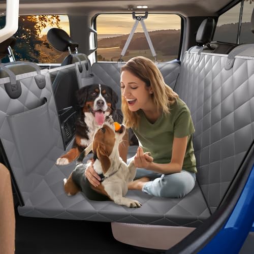 Truck Back Seat Extender for Dogs, Dog Seat Cover Back Seat Supports 420lbs, Hard Bottom Pet Seat Covers for Crew Cab Trucks, Dog Hammock for F150, RAM1500, Sierra, Tundra, Silverado, Titan Grey - color: Grey, size: XL - for Full Size Crew Cab Truck / Ful