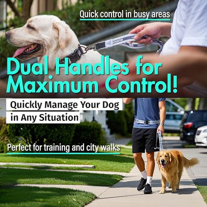 Hands Free Dog Leash with Waist Belt Lifetime Replacement, Dual Handle Bungee Leash for Running, Jogging, Hiking and Walking, for Medium and Large Dogs 5118 - color: Aqua Blue