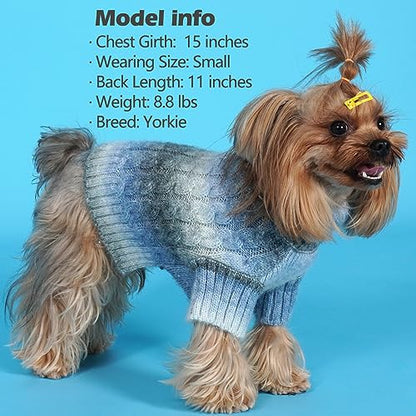 KYEESE Dog Sweater for Small Dogs Thick Cable Knit Dog Turtleneck Knitwear Warm with Sleeves Puppy Sweater Fuzzy, Blue, Small - color: 07# Blue, size: Small (6-9lbs)