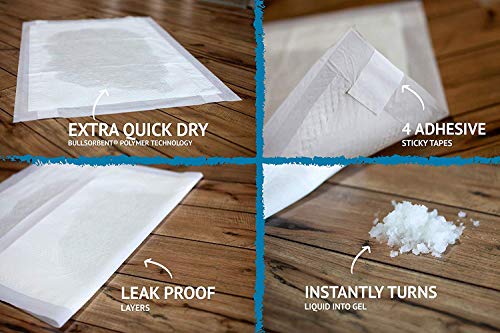 Bulldogology Pee Pads for Dogs XL with Adhesive Sticky Tape (24x35) Dog Puppy Pads Extra Large, Disposable Puppy Pads, Dog Training Wee Pads 6 Layers with Bullsorbent Polymer Tech (40-Count, White) - size: 40-Count (24x35)