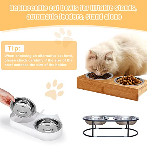 Stainless Steel Cat Bowl-Shallow Wide Flat Cats Food Bowls,Metal Kitten Dishes Whisker Friendly Fatigue Relief,Replacement Basic Kitty Plates for Elevated Stand,Dishwasher Safe（Set of 5）