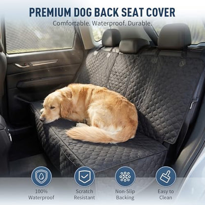 Dog Car Seat Cover, Back Seat Cover for Dog Pet Car Seat Universal Waterproof Scratch Proof Nonslip Durable Soft Pet Backseat Protector for Cars Trucks & SUVs (Black)