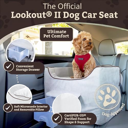 Snoozer Luxury Lookout Pet Car Seat, Medium Luxury II, Buckskin with Java - color: Buckskin with Java, size: Medium