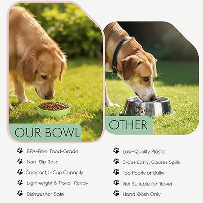 Barkin’ Trails Travel Dog Bowls, Portable Outdoor Water, BPA-Free, Food Grade Plastic Dog Travel Bowl, Camping Essentials & Container (Matcha) - color: Matcha