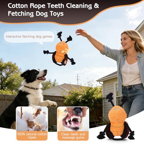 Yipetor Squeaky Dog Toy, [Cockroach Gent] Soft Plush Puppy Toys for Anxiety Relief, Durable Cotton Rope Teeth Clean Interactive Dog Toy to Keep Medium Small Dog Busy - Boredom Dogs Best Birthday Gift - color: Cockroach