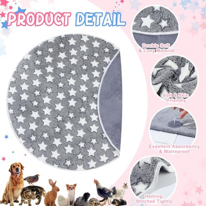 Hahafelt 4 Pcs Round Whelping Pee Pads Washable for Dogs Waterproof Pet Training Mats Reusable Puppy Whelping Pads Non Slip Cat Dog Bed Mat for Crate Kennel(Large Star,36 Inches) - size: 36 Inches