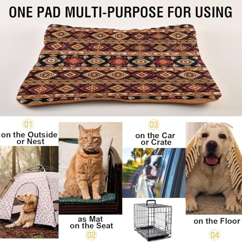 Tribal Stripe Pattern Pet Bed Mat for Dogs and Cats, Soft Washable Crate Pad with Non-Slip Bottom, Cozy Bed Cushion for Small Medium Large Pets, 24x36 Inch - size: Medium
